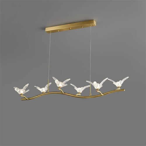 lustre moderne de luxe en cristal avec lampe d'oiseau led - vue 2 sur 9