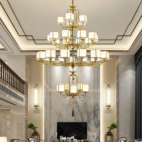 lustre chinois classique doré design pour intérieur élégant - vue 6 sur 12