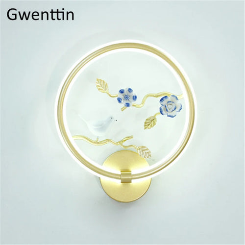 applique murale ronde à led fleur et oiseau décoratif pour intérieur - vue 18 sur 20