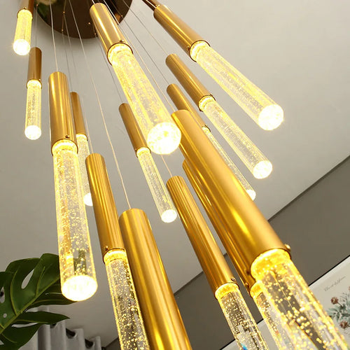 lustre moderne de luxe en cristal pour villa duplex nordique - vue 7 sur 14