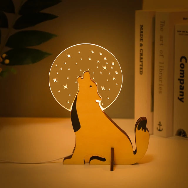 lampe de chevet enfant led bois acrylique usb veilleuse - vue 12 sur 17