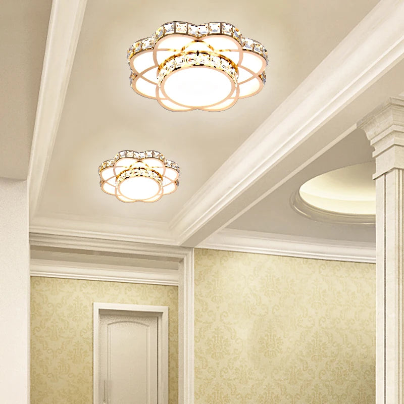 plafonnier led intelligent avec motif de fleur en cristal moderne - vue 6 sur 12