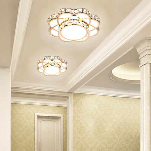 plafonnier led intelligent avec motif de fleur en cristal moderne - vue 6 sur 12