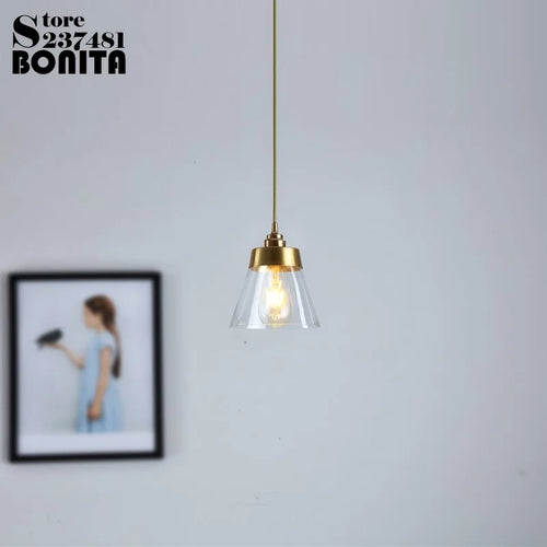 suspension rétro en laiton et verre design élégant et luxueux - vue 4 sur 9