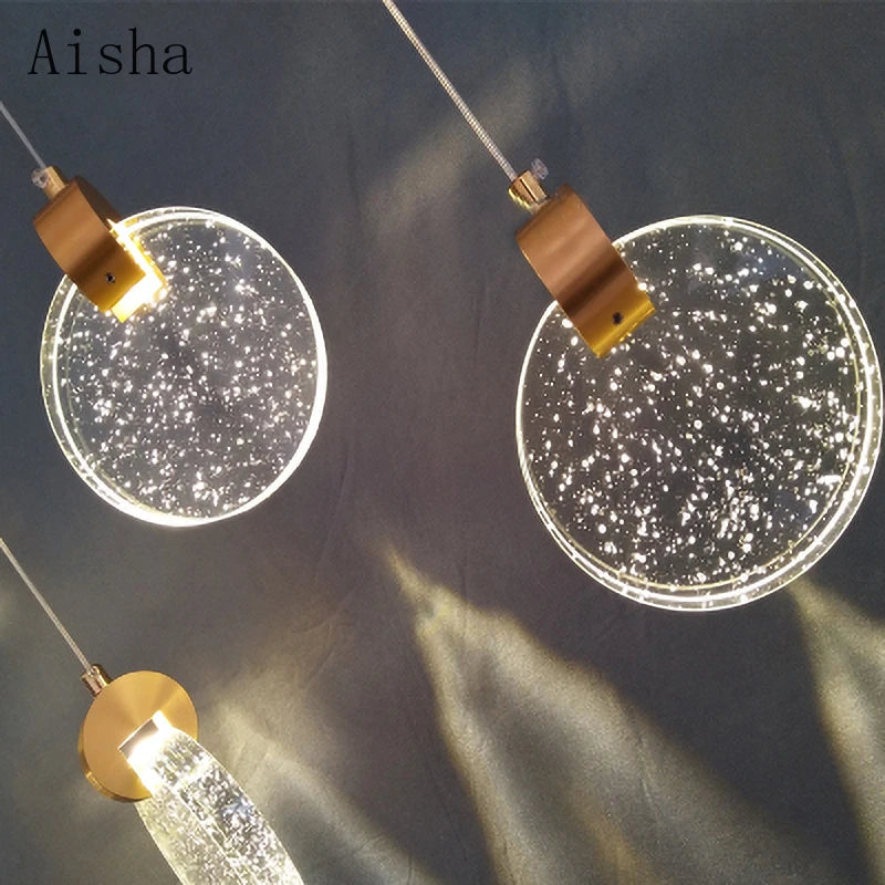 suspension en cristal moderne créative avec éclairage led - vue 4 sur 8
