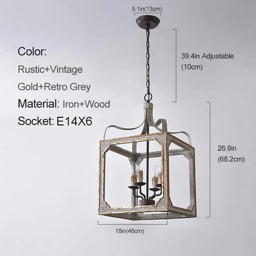 Loft lustres en bois Vintage or Suspension éclairage gris suspendu chambre salon lustre suspendu pour lampes de cuisine - vue 11 sur 13