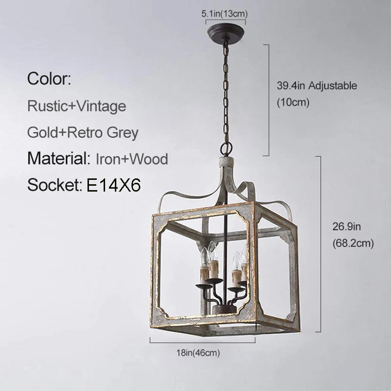 Loft lustres en bois Vintage or Suspension éclairage gris suspendu chambre salon lustre suspendu pour lampes de cuisine - vue 10 sur 13