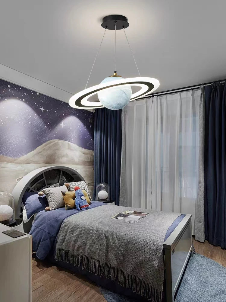 lustre nordique enfant led créatif dessin animé espace planète - vue 5 sur 10