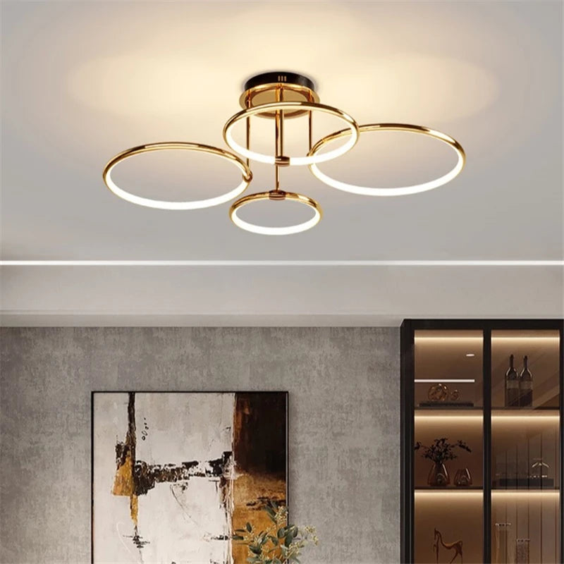 lustre led postmoderne à anneau pour décoration nordique moderne - vue 1 sur 10