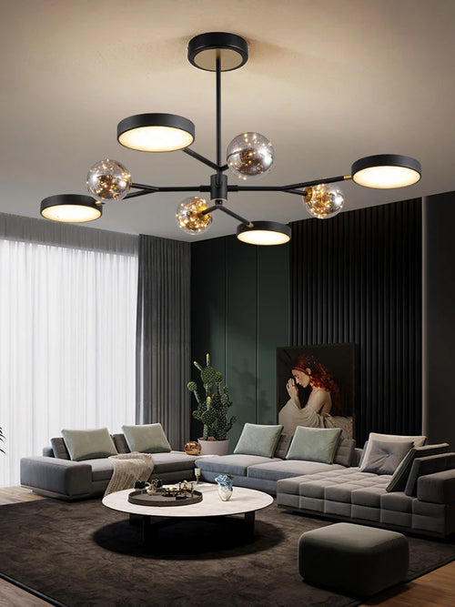 lustre style nordique en verre led pour décoration intérieure - vue 2 sur 8