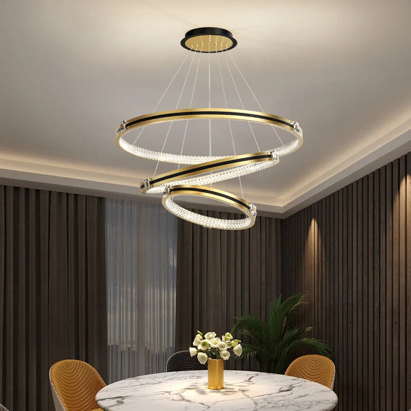 lustre en cristal moderne pour hall et restaurant luxe - vue 6 sur 17
