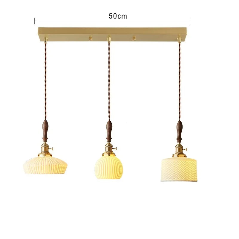 suspension moderne en céramique avec prise en cuivre et bois - vue 17 sur 30