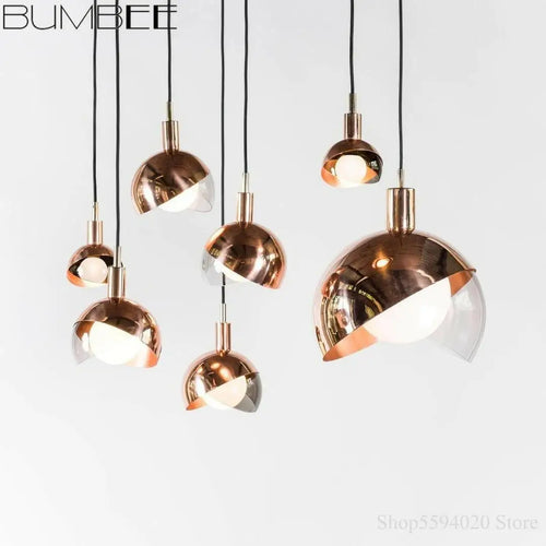 lustre boule de luxe nordique en galvanoplastie suspension post-moderne - vue 3 sur 8