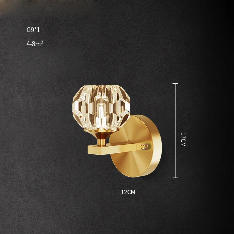 applique murale led postmoderne en cuivre et cristal - vue 15 sur 22