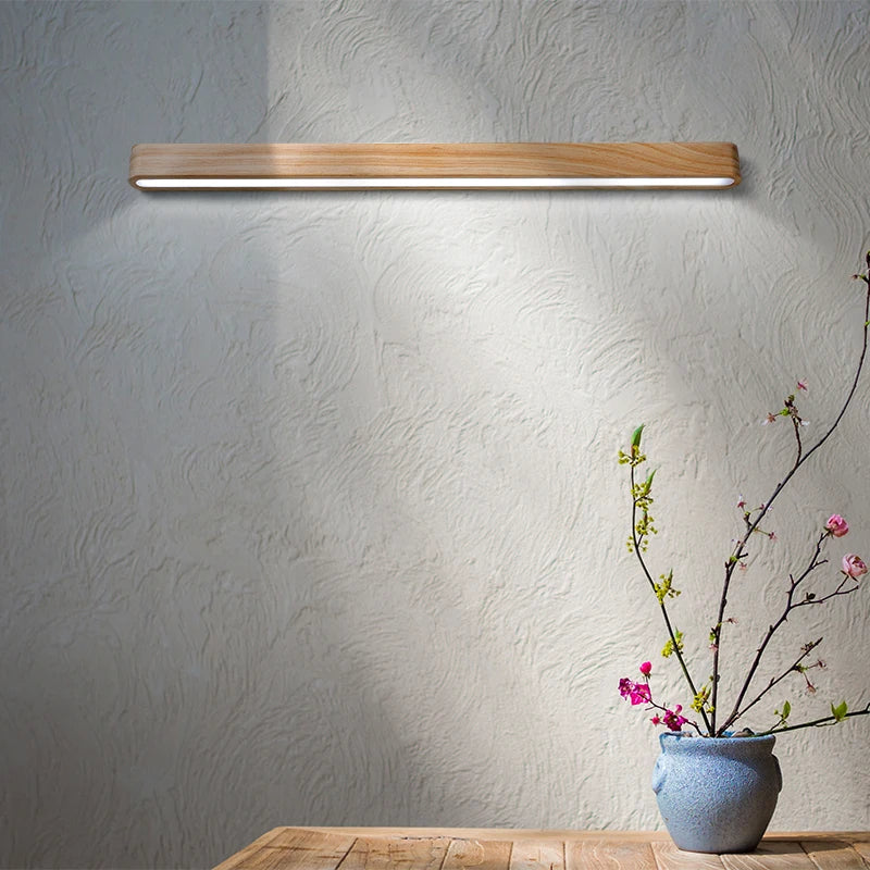 Applique murale led en bois massif design moderne style japonais - vue 5 sur 8