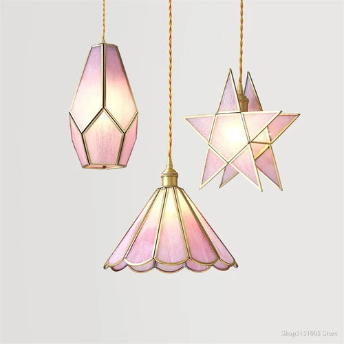 lampe de chevet moderne en verre avec décor floral suspendu - vue 2 sur 8