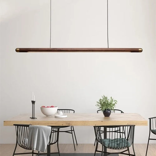 suspension design minimaliste en bois avec bande led - vue 2 sur 9