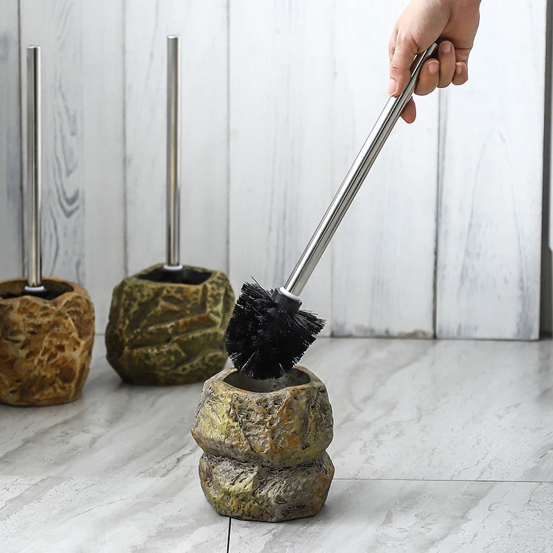 ensemble créatif de support de brosse de toilette en céramique rétro - vue 4 sur 8
