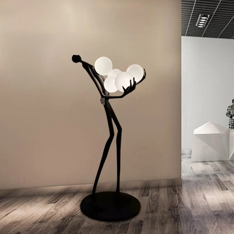 lampadaire postmoderne en résine et verre design élégant - vue 2 sur 9