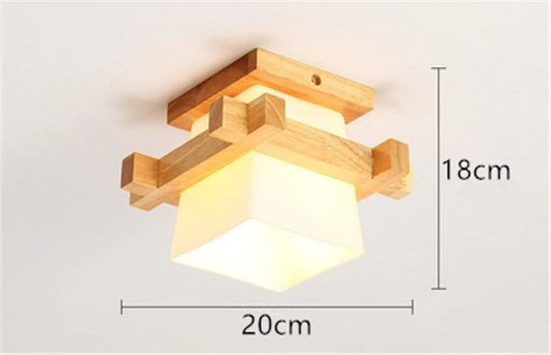 plafonnier japonais en verre et bois pour intérieur moderne - vue 8 sur 8