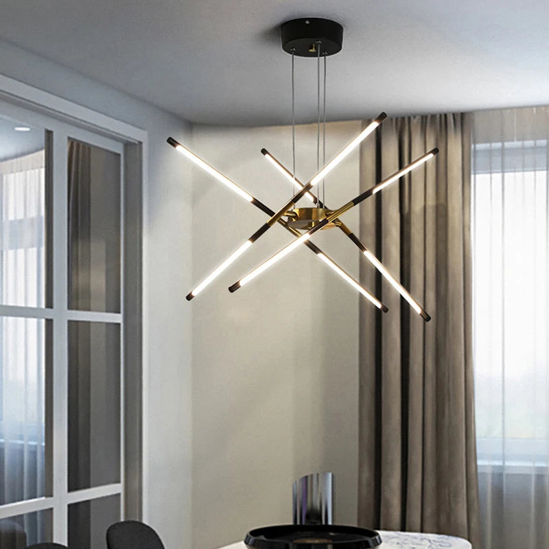 Light luxury style Nordic restaurant chandelier, simple modern atmosphere creative living room bedroom lighting net red led lamp - vue 1 sur 14