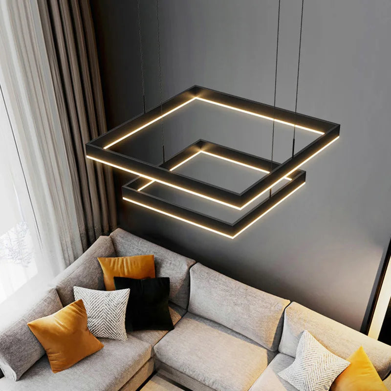2024Modern Chandelier Square bedroom Chandelier Lighting  Hanging Lamp Home Lighting Samsarah Lighting - vue 4 sur 11