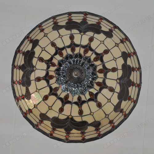 plafonnier européen en verre tiffany style rétro pour art ancien - vue 6 sur 5