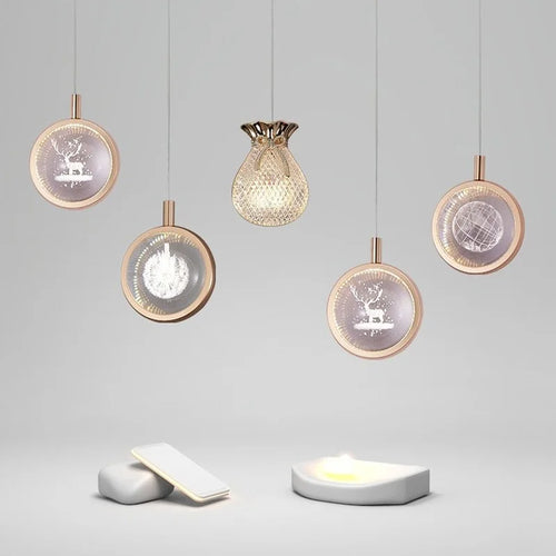 suspension LED en cristal doré au design nordique moderne - vue 2 sur 21