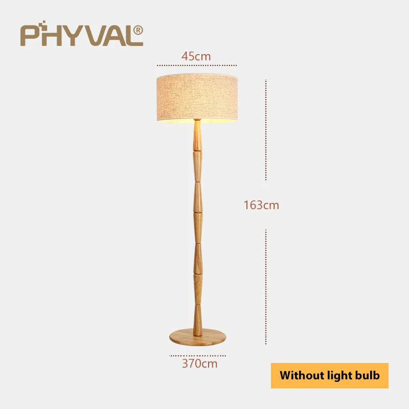 Lampadaire Nordique bois sur pied tissu interrupteur - vue 17 sur 17