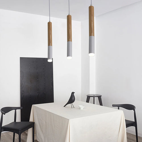 Bois suspension LED lumière 7W lampe suspendue salle à manger/salon cuisine île boutique bar café droplight Long Tube lampes suspendues nordiques - vue 7 sur 6