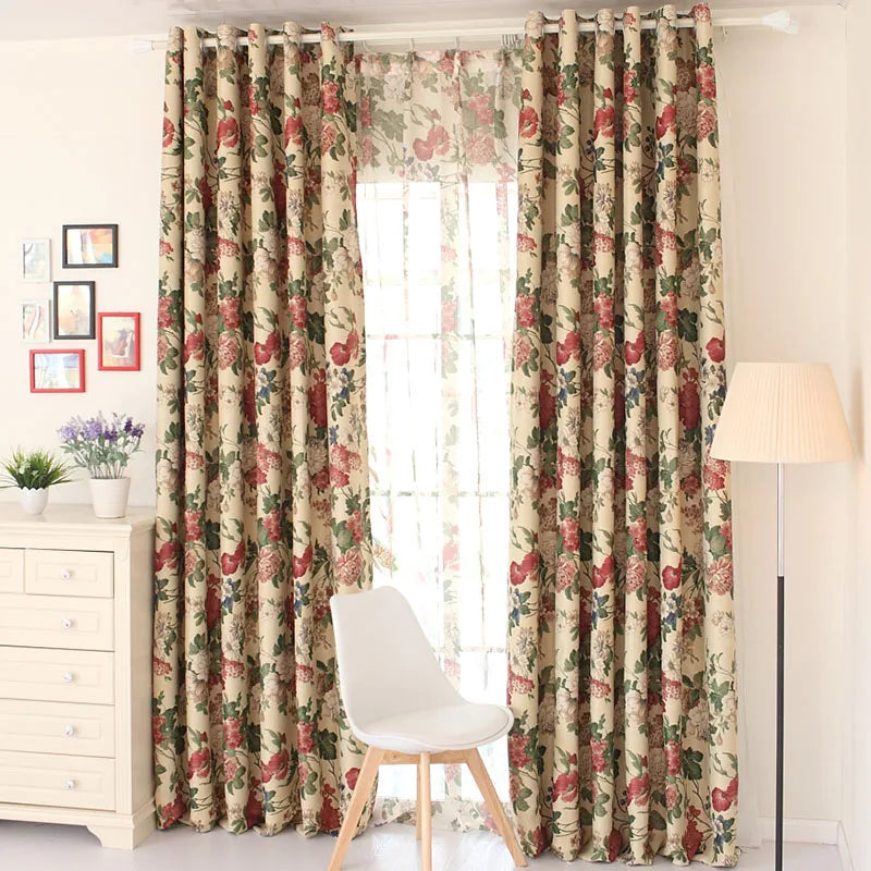 Rideau occultant floral style européen pour chambre salon