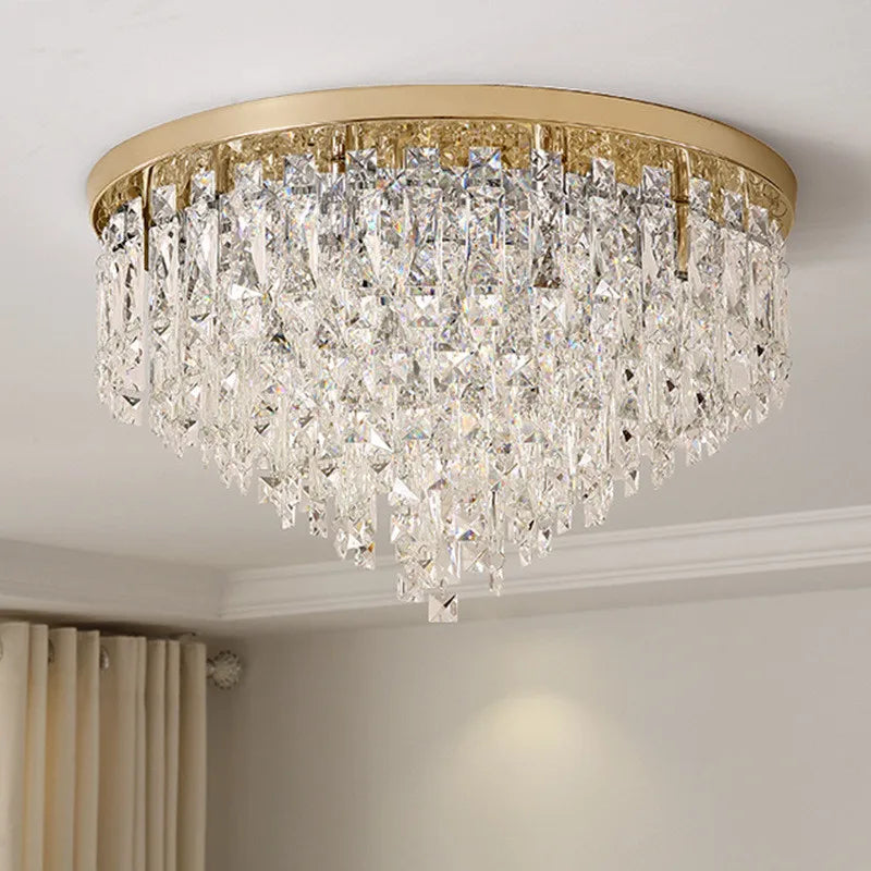 plafonnier led moderne en acier chromé avec cristaux k9 art déco - vue 2 sur 17