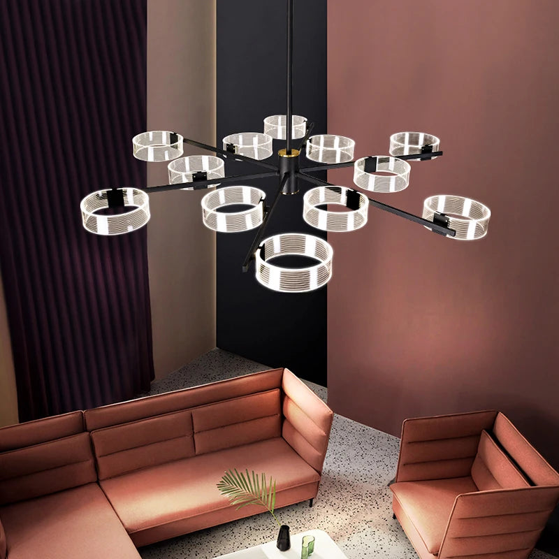 lustre industriel acrylique led pour éclairage intérieur décoratif - vue 5 sur 13