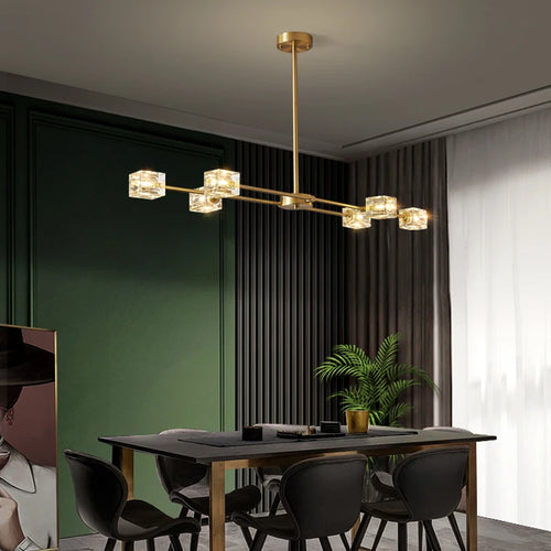 plafonnier en cuivre moderne design nordique cristal luxe - vue 6 sur 9