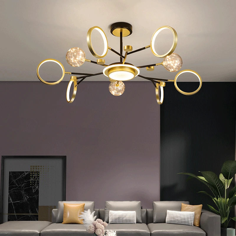 lustre nordique moderne en fer éclairage étoilé décoration créative - vue 1 sur 9