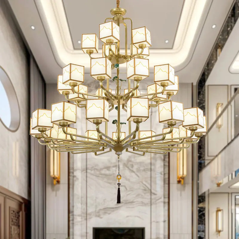 lustre chinois classique doré design pour intérieur élégant - vue 4 sur 12