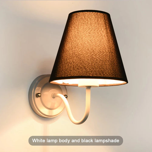 applique murale rétro américaine en tissu avec abat-jour européen led - vue 13 sur 14