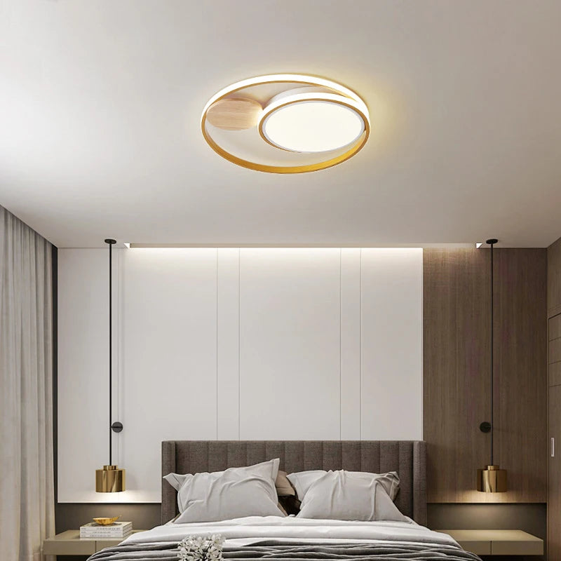plafonniers led modernes style japonais en bois acrylique - vue 4 sur 8