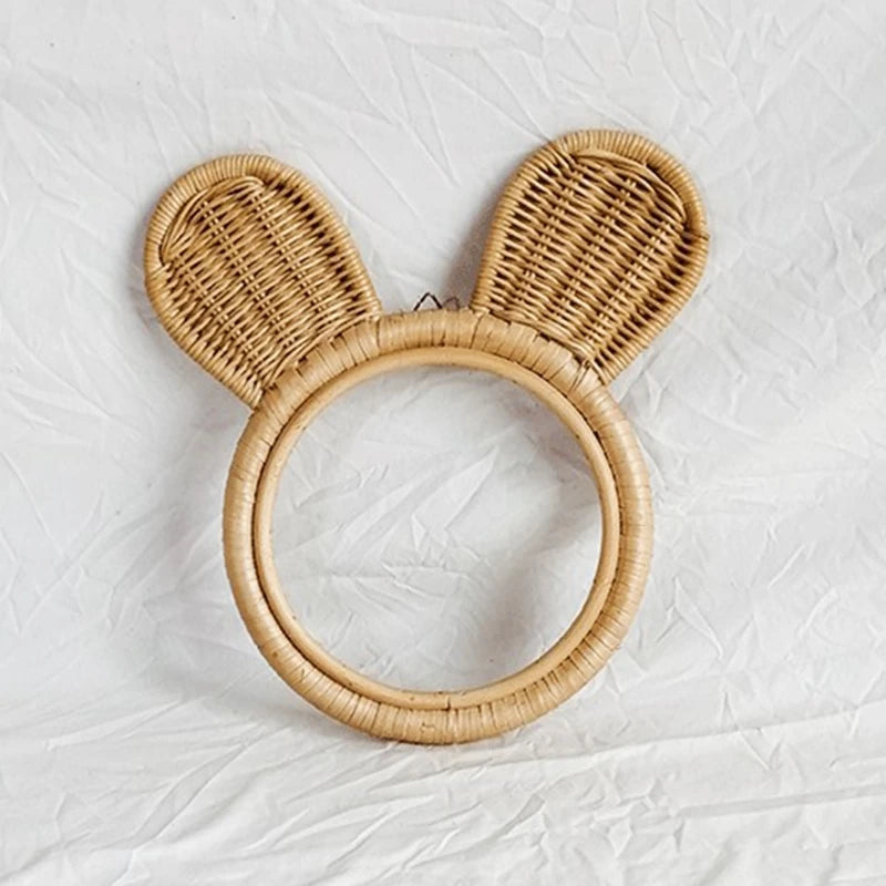 décoration en rotin miroir artistique oreilles de lapin et singe - vue 8 sur 8