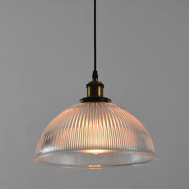 Suspension demi boule en laiton et verre transparent - vue 2 sur 8