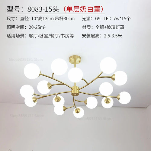 lustre led moderne nouvelle lampe suspension moléculaire nordique - vue 12 sur 14