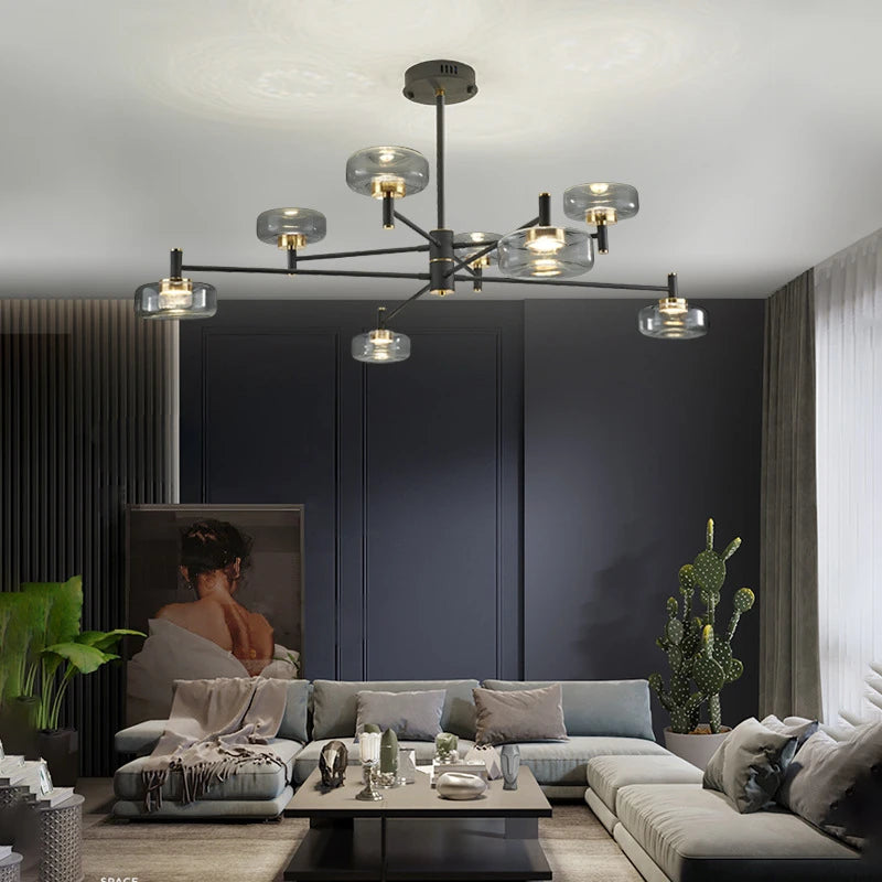 lustre post-moderne de luxe en verre nordique éclairage led - vue 4 sur 12