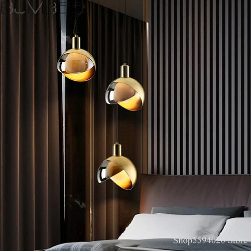 lustre boule de luxe nordique en galvanoplastie suspension post-moderne - vue 2 sur 8