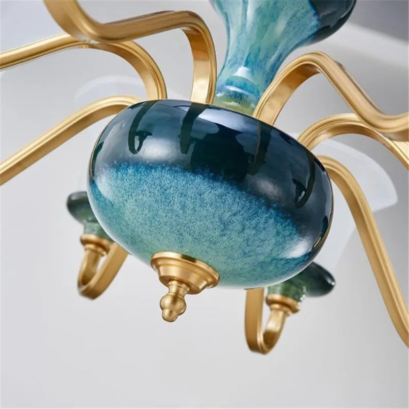 lustre en céramique et cuivre pour une ambiance moderne et simple - vue 4 sur 15