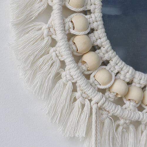 miroir mural en macramé style bohème pour décoration intérieure - vue 3 sur 14