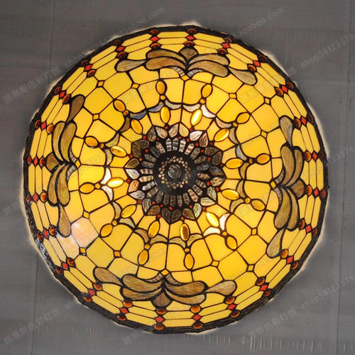 plafonnier européen en verre tiffany style rétro pour art ancien - vue 4 sur 5