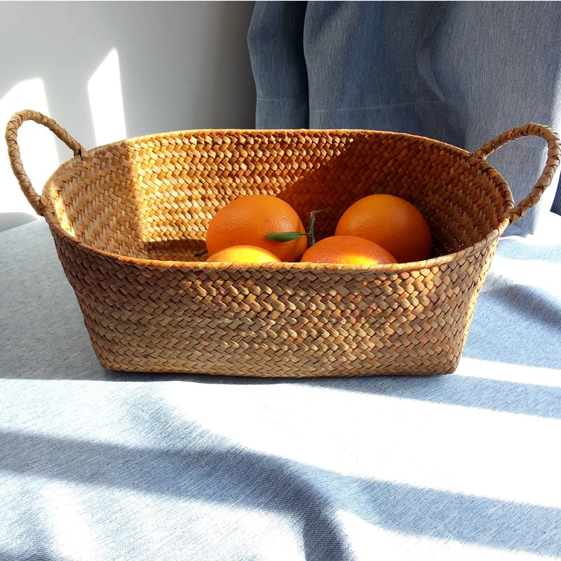 panier en jonc de mer fait main pour rangement décoratif - vue 3 sur 7