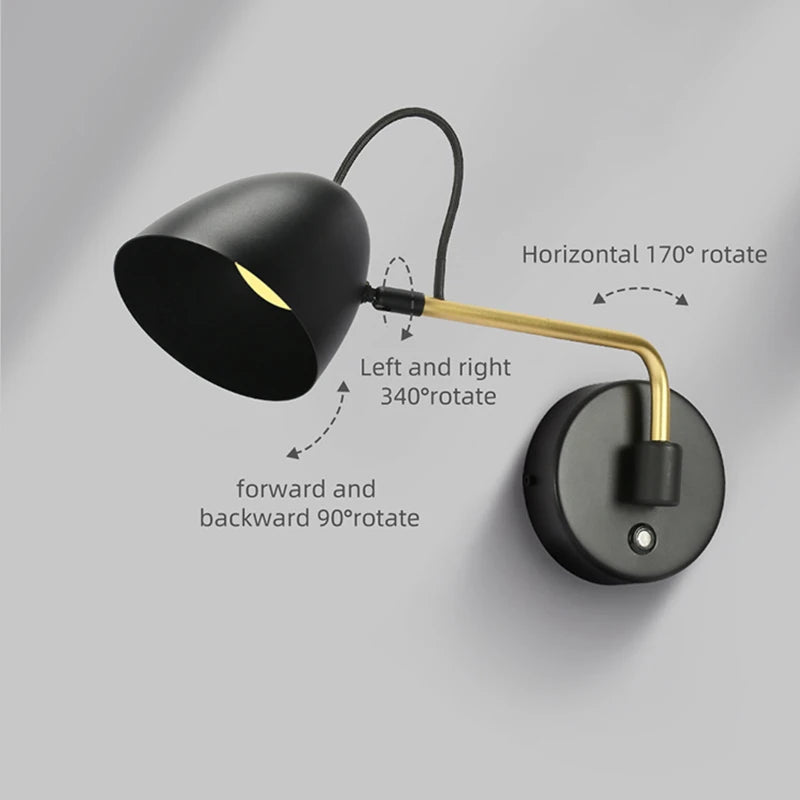 Aisilan LED applique murale à bras oscillant à intensité variable avec interrupteur tactile ajuster la luminosité applique murale pour chevet étude salon - vue 5 sur 8
