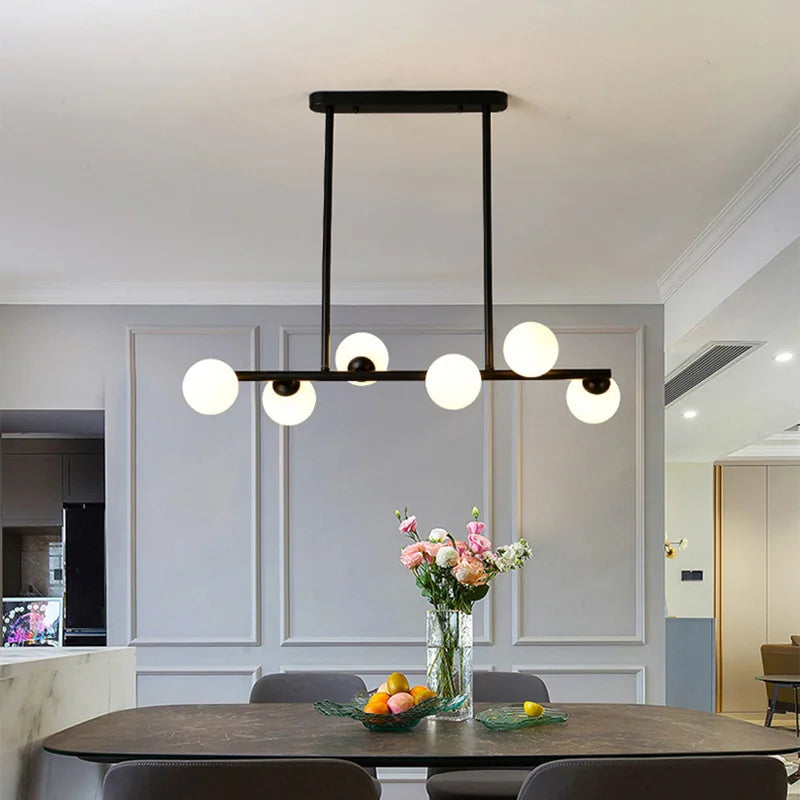 2024Modern LED Chandelier Black and Gold Long Glass Ball Chandeliers for Living Room Dinning Room Lustre,Samsarah Lighting - vue 3 sur 18