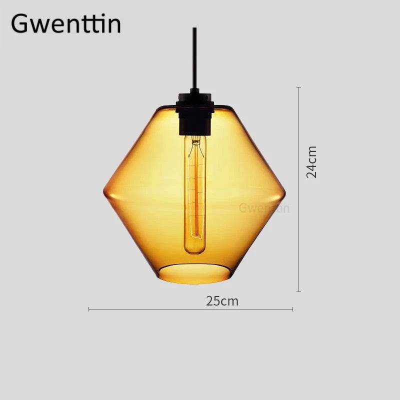 suspension moderne en verre teinté pour décoration intérieure - vue 12 sur 30